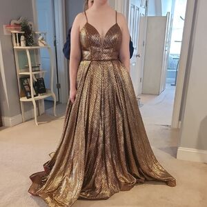 Jovani Shimmering Gold Evening Gown